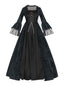 Robe noire gothique victorienne à manches cloche dentelle années 1950