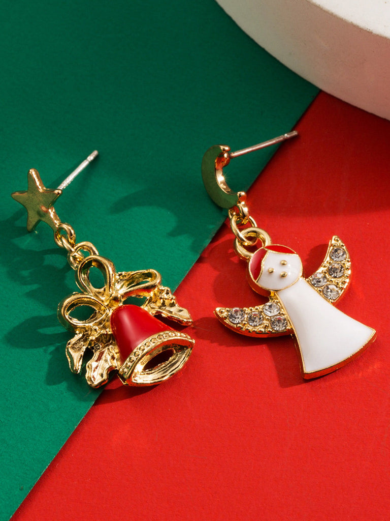 Boucles d'oreilles pendantes ange clochette de Noël flocon de neige