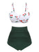 2PCS Maillot de bain taille haute à bretelles cerises 1950s