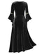 Robe Renaissance médiévale en velours à bordure dorée des années 1930