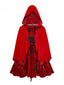 Robe et cape en velours rouge en dentelle et paillettes années 1980