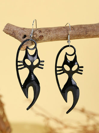 Boucles d'oreilles pendantes chat noir d'Halloween