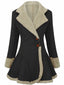Veste en daim vintage à revers et ourlet évasé noire années 1970