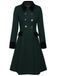 Manteau à Boutons Uni Vert Foncé Années 1950 2