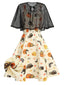 Robe de Costume Années 50 Avec Cape Déguisement Halloween