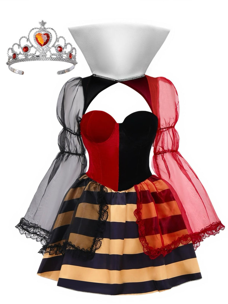 Robe d'Halloween avec couronne Reine de Cœur années 1950
