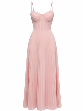 Robe de soirée plissée unie bretelles années 1930