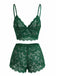 Ensemble De Pyjama Bretelles Fin Dentelle Fleurie Nœud Rouge Année 1960