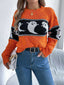 Pull orange en tricot fantôme d'Halloween des années 1940