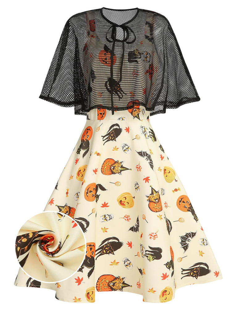 Robe de Costume Années 50 Avec Cape Déguisement Halloween