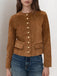 Veste à poches boutonnées en daim marron des années 1970