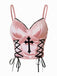 Camisole gothique en satin rose à lacets style croix des années 1970