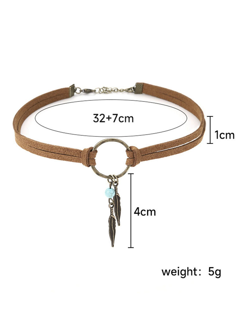Boucles d'oreilles et collier ras du cou attrape-rêves et plumes
