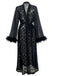 2PCS Ensemble de nuit transparent en dentelle noire des années 1940
