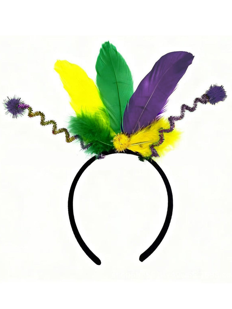3PCS Masque de carnaval haut & jupon & bandeau découpés années 1970