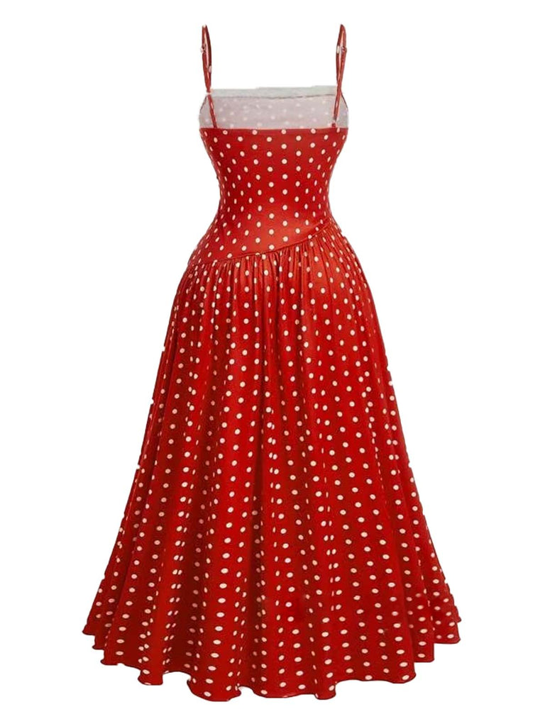 Robe à pois et empiècements en dentelle années 1950
