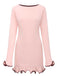 Robe rose manches longues et ourlet volants style années 60