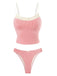 Ensemble De Tankini Bords Dentelle À Carreaux Rouge Année 1950