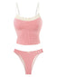 Ensemble De Tankini Bords Dentelle À Carreaux Rouge Année 1950