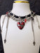 Collier ras-du-cou gothique en cuir avec croix et pompon