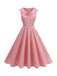 Robe sans manches col marin et nœud papillon couleur unie années 1950