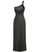 Robe de soirée une épaule en satin uni des années 1940
