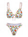 Ensemble bikini triangle blanc bretelles agrumes 1960s