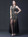 Robe de soirée noire à paillettes patchwrok en maille années 1920
