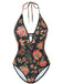 2PCS Maillot de bain et paréo à franges et décolleté en V profond années 1960