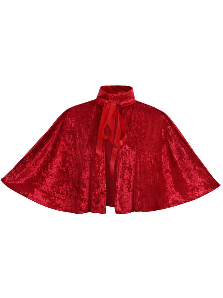 Cape d'Halloween médiévale en velours à lacets des années 1930