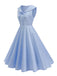 Robe sans manches col marin et nœud papillon couleur unie années 1950