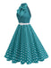 Robe Ceinturée Nœud Papillon Col Pois Années 1950