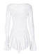 Robe rose col en V et manches évasées volants années 60
