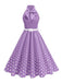 Robe Ceinturée Nœud Papillon Col Pois Années 1950