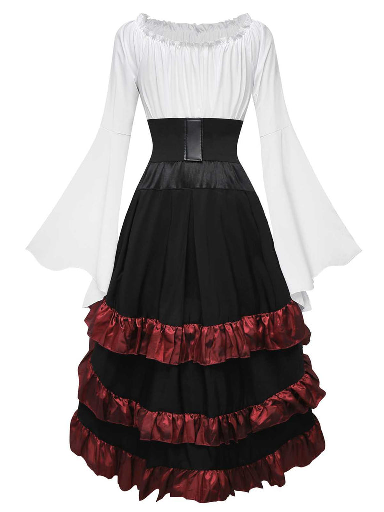 2PCS Costume de gitane d'Halloween à volants des années 1980