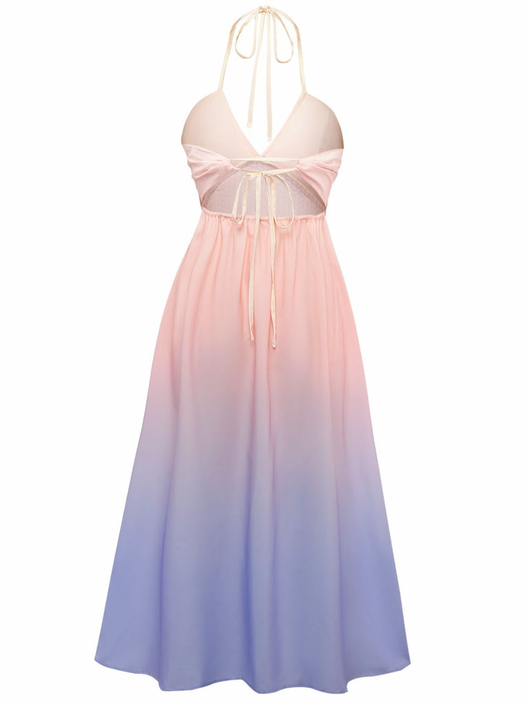 Robe dos nu à décolleté plongeant en V ombré années 1940