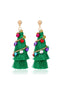 Boucles d'oreilles à pompons en forme de arbre de Noël coloré