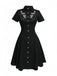 [Prévente] Robe noire en coton brodée de fleurs western années 1940