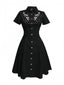 [Prévente] Robe noire en coton brodée de fleurs western années 1940