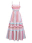Robe tube rose à rayures arc-en-ciel années 1940