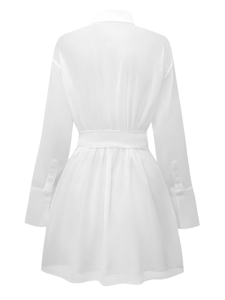 Robe chemise transparente manches longues des années 1970
