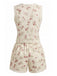 Ensemble 2 Pièces Top Floral Dentelle Patchwork et Short Beige Années 40