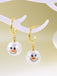 Boucles d'oreilles bonhomme de neige en strass flocons de neige et perles