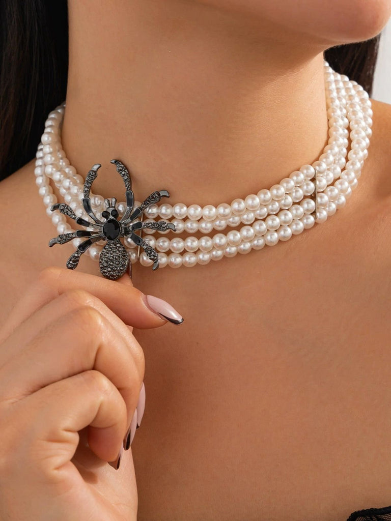 Collier de perles araignée vintage d'Halloween
