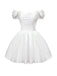White 1960s Satin Off-Shoulder Mini Dress