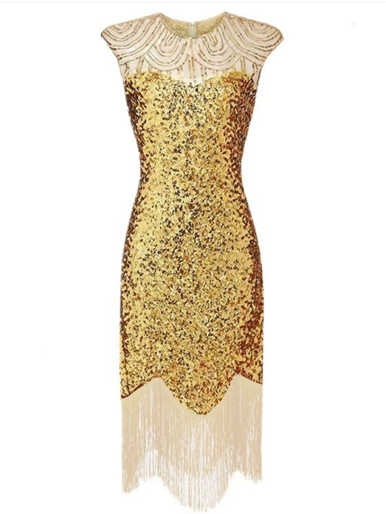 Robe de soirée à paillettes et franges des années 1920