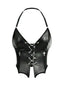 Corset noire gothique à chaîne et cordon croisé années 1980