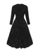 Robe longue à sequins vert foncé manches longues années 40