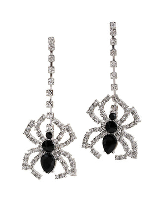 Boucles d'oreilles pendantes en argent avec strass et araignée pour Halloween
