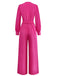 Combinaison rose poudré décolleté en V profond ceinture et manches lanternes années 60